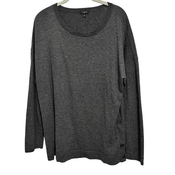 Talbots Sweater Women Gray Buttons Wool Nylon Blend Size XL P Pullover - Picture 1 of 6